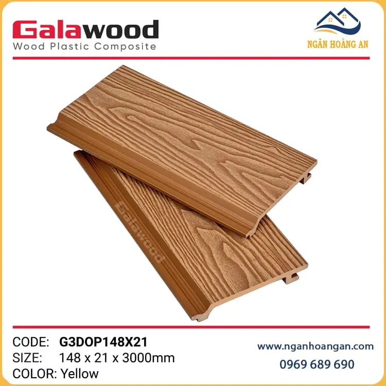 Tấm Ốp Trần Gỗ Nhựa Ngoài Trời Galawood G3DOP148X21 Yellow